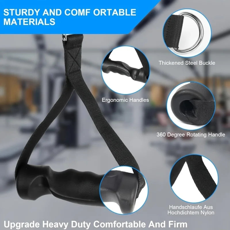 2 Pcs Ergonomic Exercise Handles, Resistance Band Handles Cable Machine Attachments for Gym Pulley Machine LAT Pulldown System.