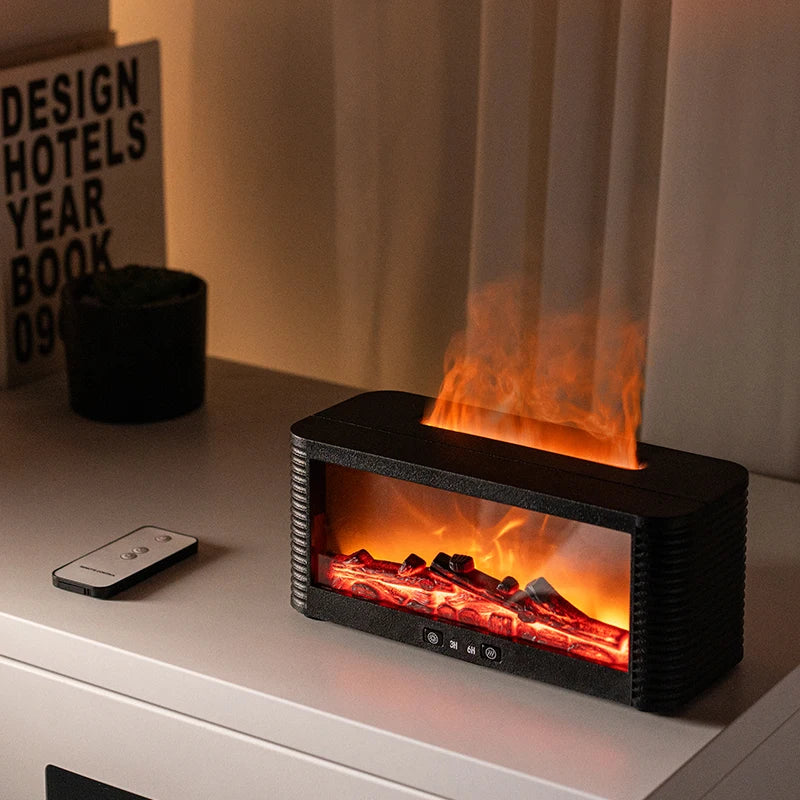 250ml Flame Fireplace Aroma Humidifier Colorful Light Aromatherapy Essential Oil Diffuser with Timed Auto Off for Home Bedroom